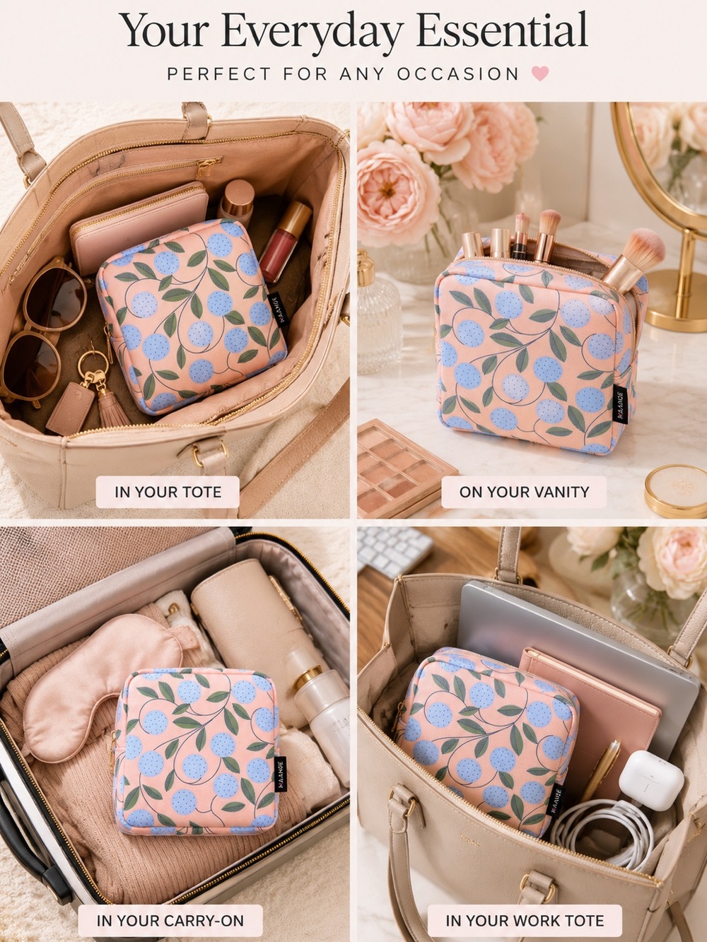 Botanical Cosmetic Pouch | Makeup Bag | Purse Organizer | Travel Bag - Picture 2 of 5